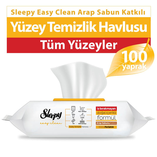 Sleepy Sari Easy Clean Arap Sabunu Katkılı Yüzey Temizlik Havlusu 100 Yaprak